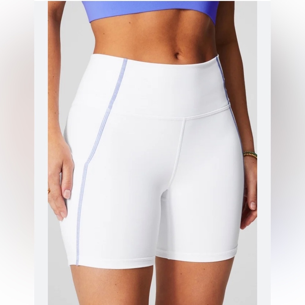Fabletics Women's White High-Waisted Shorts​ - Picture 2 of 7